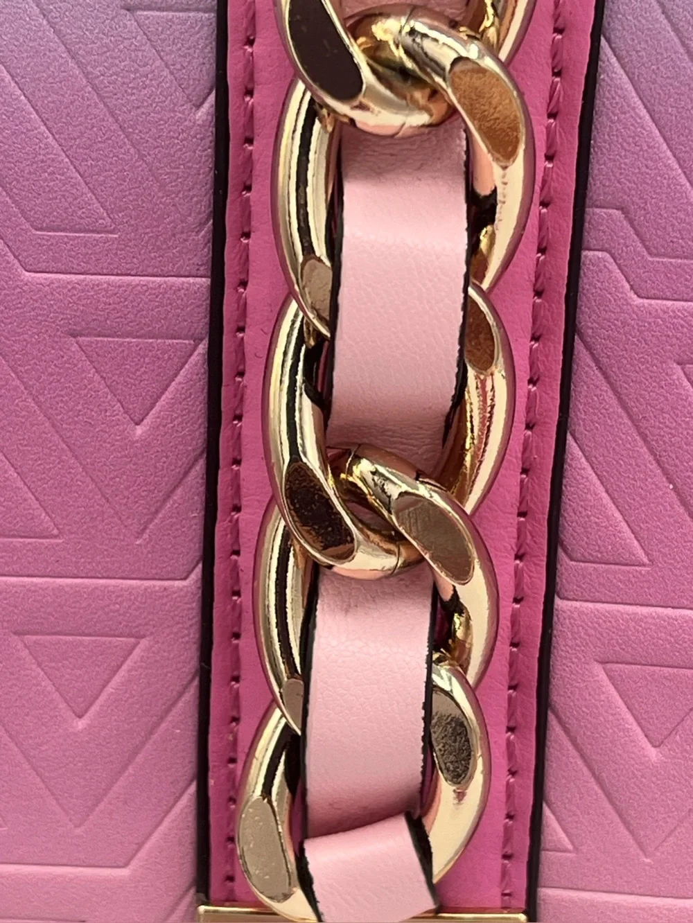 Aldo Gradient Pink and Lilac Top-Handle Satchel with Gold Chain